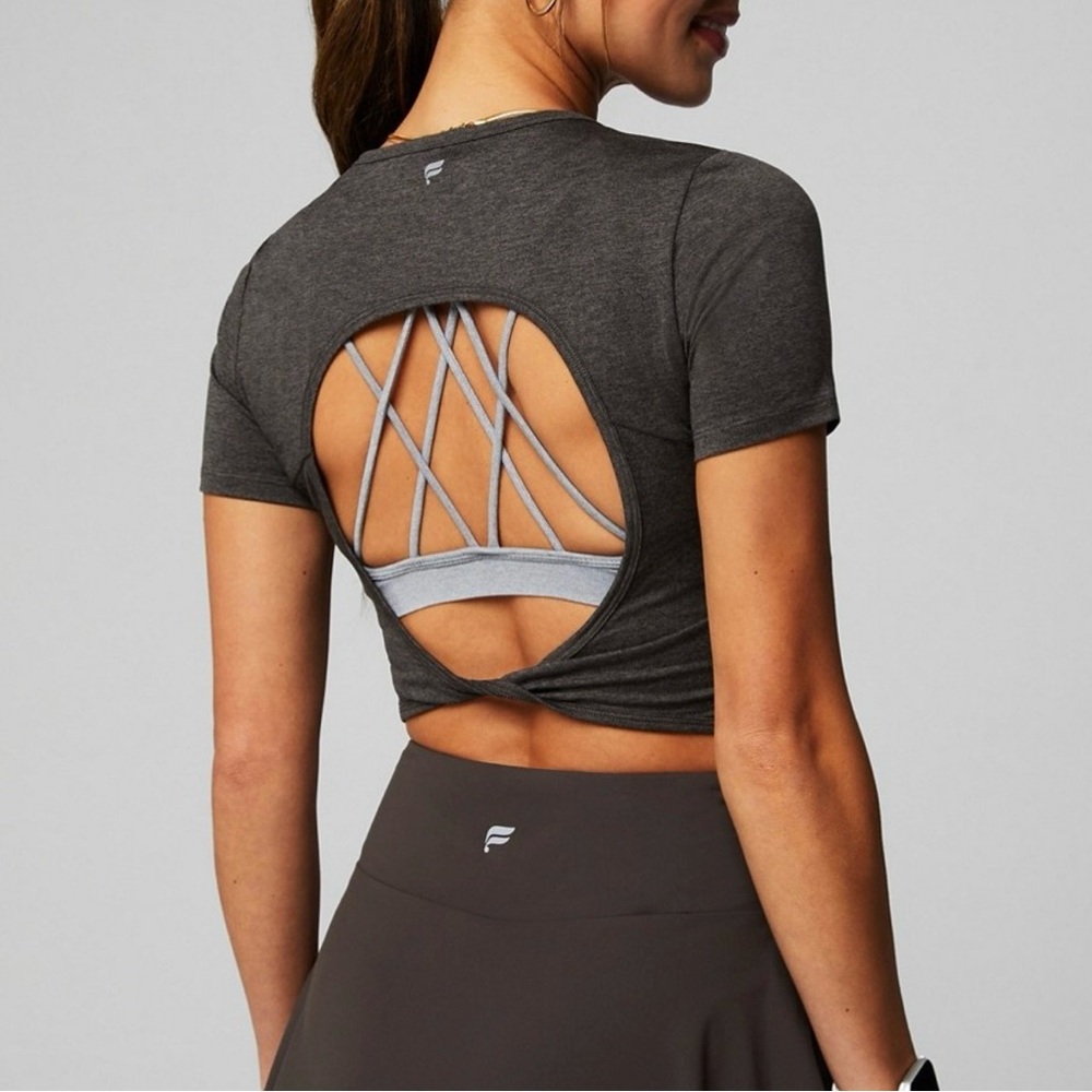 Fabletics Dry-Flex Open Back Twist Short-Sleeve Tee